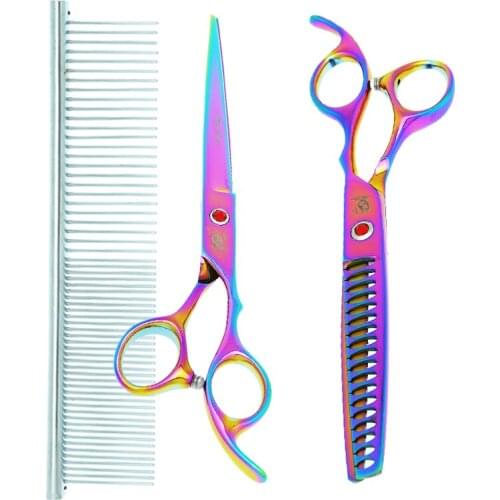 Meisha 7 inch Pet Grooming Scissors Dog Straight Curved Cutting Shears Fish Bone Thinning Clippers Animal Beauty Tools B0018A