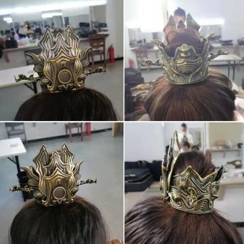 The Early Chinese Empires Qin and Han Hair Crown Accessories TV Movie Play Headpiece Resin King Warrior Hair Decoration