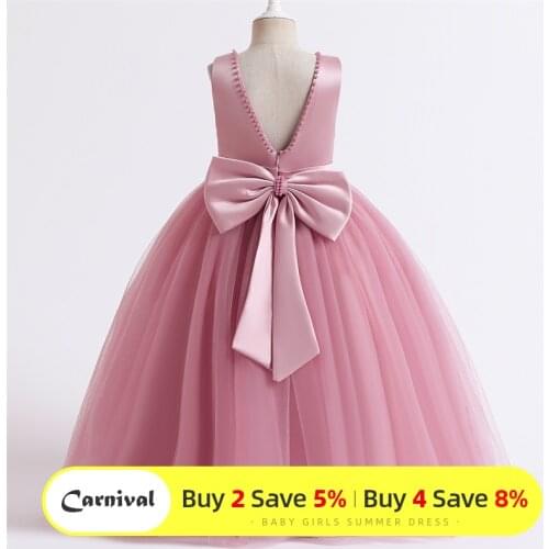 5-14 Years Kids Dresses For Girls Lace Elegant Wedding Dress First Communion Kids Pegeant Adult Ceremony Princess Formal Gown