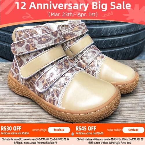PEKNY BOSA Leopard boots kids shoes for girl ankle shoes soft bottom leather boots wide toes chid barefoot shoes for boy