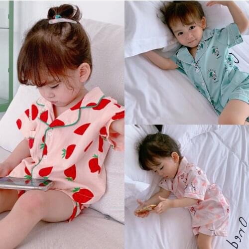 Baby Girl Pajama Set Summer Cartoon Printing Pajamas Kids Toddler Christmas Pajamas