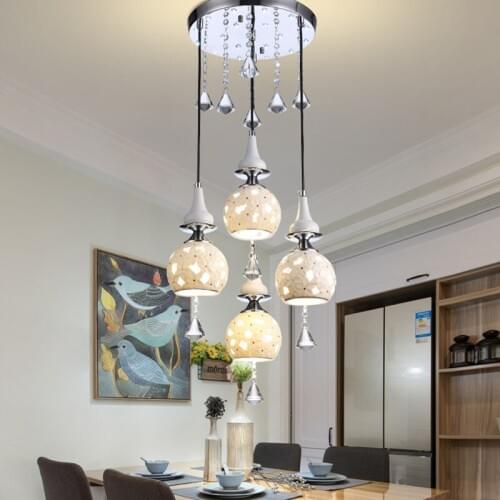 Simple 3/4head pendant light restaurants lights creative living room lights personalized meal crystal pendant lamps ZA9281123