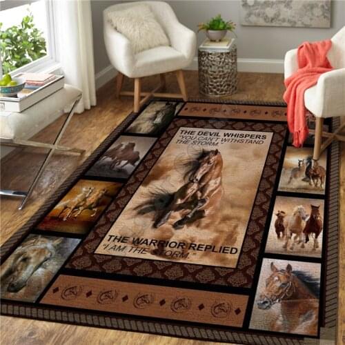 Love Horse Retro Style 3D Printed Anti-slip Rug Carpet Home Decoration Living Flannel Bedroom Non-slip Floor Rug 02
