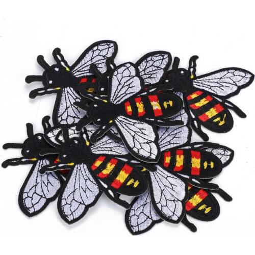DIY Arts Craft Sew Making Embroidery Cloth Stickers White Wing Bee Insect Iron Patches Backpack Accessories