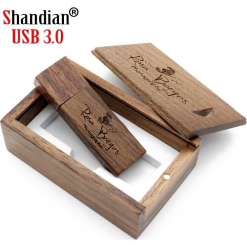 SHANDIAN free Customized LOGO USB 3.0 Wooden bamboo usb with box usb flash drive Memory stick pen drive pendrive 4GB 16GB 32GB64