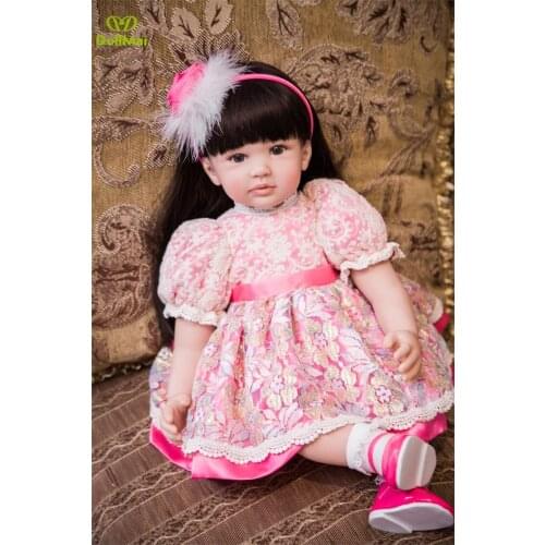 Silicone Reborn Babies Doll Toy 60cm Vinyl Princess Toddler Doll With Beautiful Dress Birthday Gift bebes reborn Brinquedos