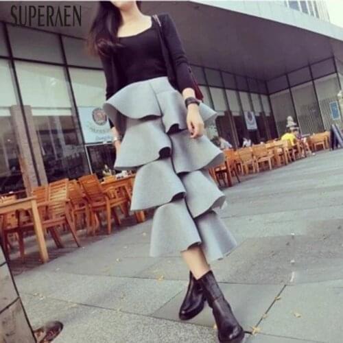 SuperAen 2021 New Irregular Skirt Women Korean Style Wild Cotton Ladies Skirts Solid Color Spring Fashion Casual Skirt Female