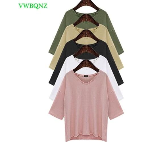 Plus size Female T-shirt Summer Novelty Tee Shirt Women Five sleeves V collar T Shirts Womens Casual T-shirts Tops 5XL 6XL A668