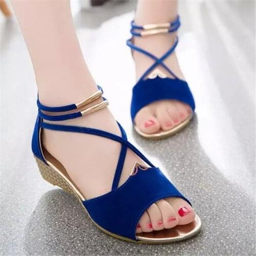 Super Low price Women Wedges Shoes Bandage Bohemia Leisure Lady Sandals Peep-Toe Outdoor Shoes summer sandals for women 35-40