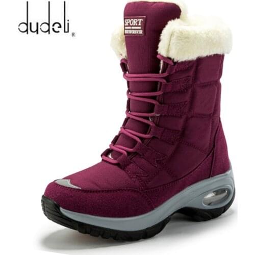 Women Boots Winter Keep Warm Quality Mid-Calf Snow Boots Ladies Lace-up Comfortable Waterproof Booties Chaussures Femme