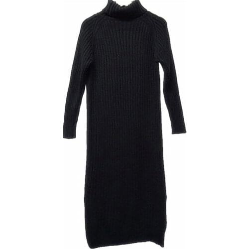 Autumn Winter Sweater Dress Female 2021 New High Collar Thick Loose Bottoming Fashion Wild Knitting Dress Long Vestido f2135