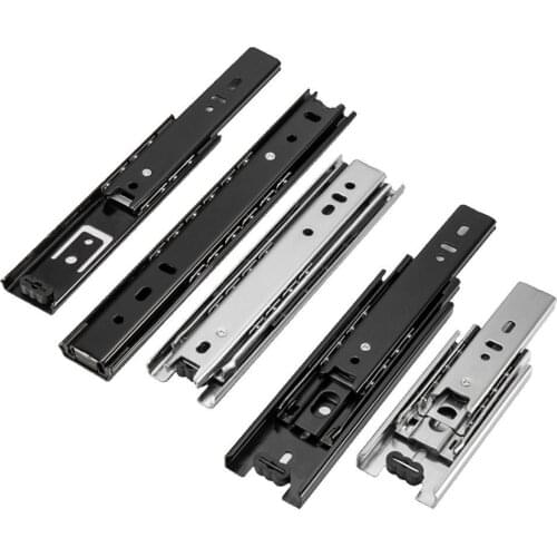 2PCS Metal Buffer Drawer Slides 5-14 Track Width 45mm Mute Three-Section Rail Sliding Furniture Hardware Fittings