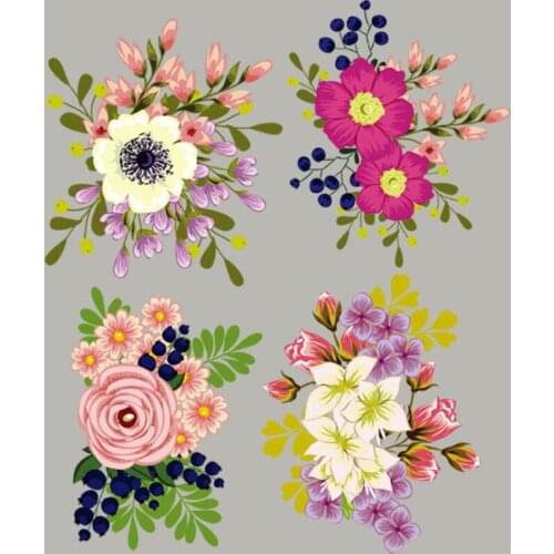 20pcs Flower T-Shirt Washable Heat Transfer Stickers Vinyl Patches Iron On Patch For Clothing Appliques Floral Jacket Patchwork