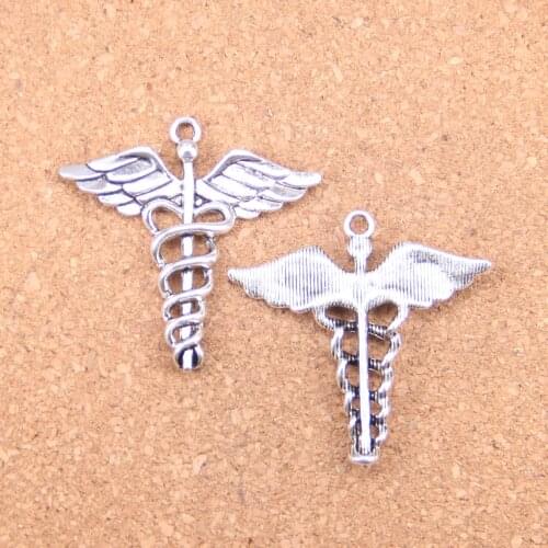 28pcs Charms caduceus medical symbol md 40x40mm Antique Pendants,Vintage Tibetan Silver Jewelry,DIY for bracelet necklace