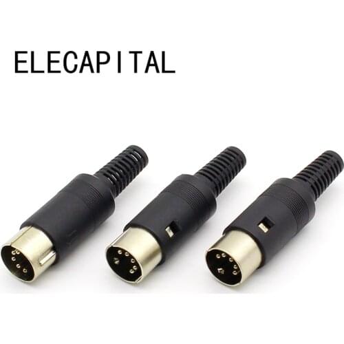 3pcs/lot DIN male Plug Cable Connector 5 Pin with Plastic Handle