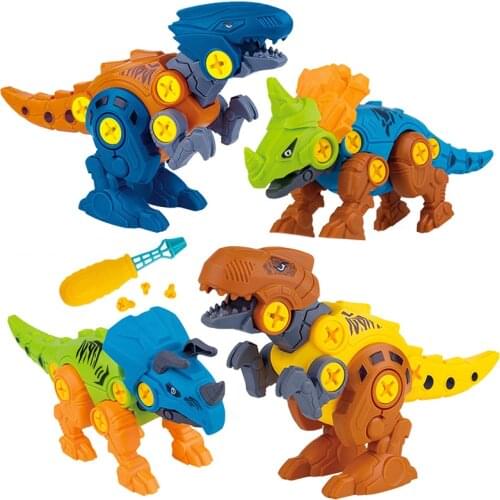 4Pcs DIY disassembly assembly dinosaur toy set screw nut combination assembling dinosaur model educational toy for children kids