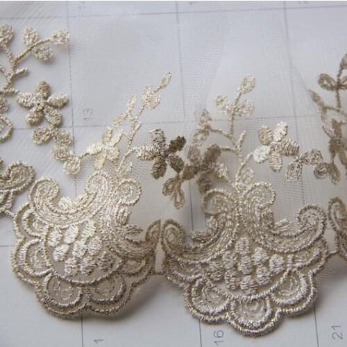 5Yards/lot Handmade DIY garment accessories gold lace embroidery curtains lace trim wide 9cm RS873