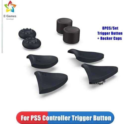 8in1 Grip Cap Joystick Cover Silicone Rocker Cap L2 R2 Button Trigger Extenders For PS5 Controller Case Game Joystic Accessories