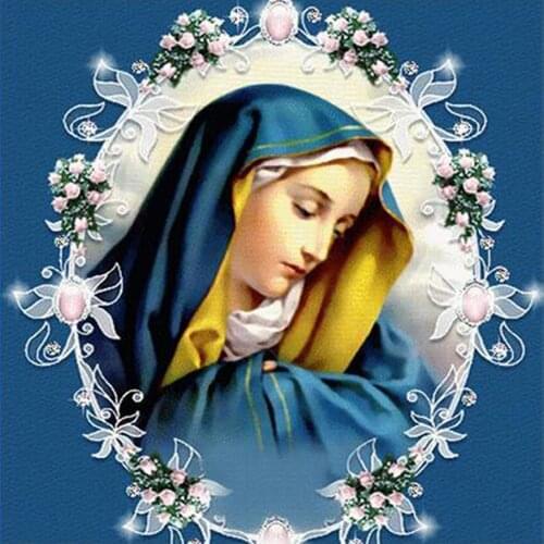 Diamond Mosaic Full Drill Square Round Icon Religion Diamond Painting Holy Virgin Mary Rhinestone Embroidery Religion Paintings