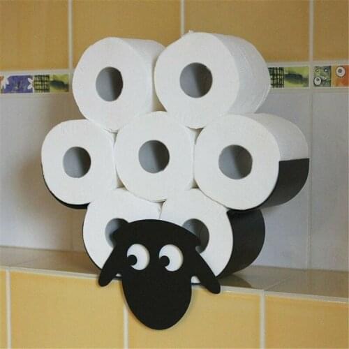 Toilet Roll Holder Sheep Wall Mount Black Metal Toilet Paper Wc Tissue Storage