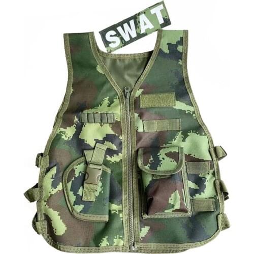 Summer Children Camping Training Camouflage Vest Body Tactical Armor Kids Waistcoat Outdoor Performance CS War Game Hunting Tops