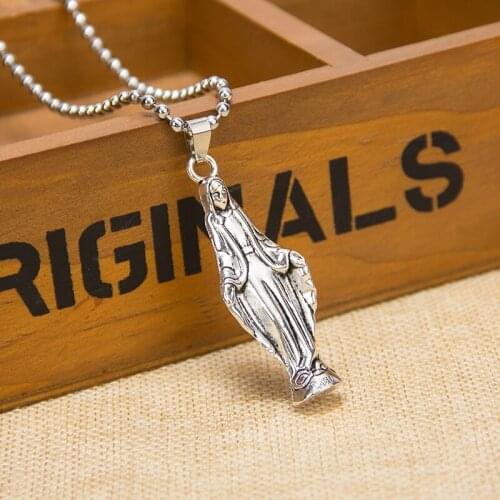 The Virgin Mary Jesus Stainless Steel Necklace for Women Silver Color Stainless Steel Necklace Jewelry collares mujer