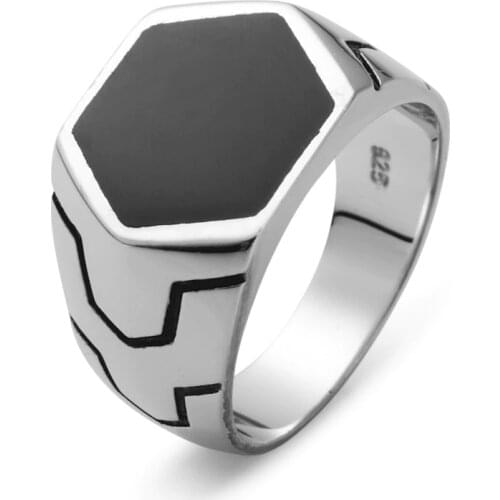 Eulonvan Luxury Charms Wedding 925 Sterling Silver Jewelry Rings For Men Black Resin Dropshipping Best Sellers S-3817 size 6-13