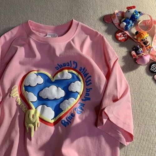 Summer new punk oversize Harajuku tees Vintage women clothing Japanese ins tops y2k anime punk O-neck love kawaii female T-shirt