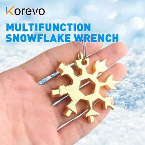 Spanner Hex Wrench Portable 18 In 1 Mini Snowflake Multi Pocket Tool Beer Bottle Opener Survive Outdoor Hike Key Ring Key Chain