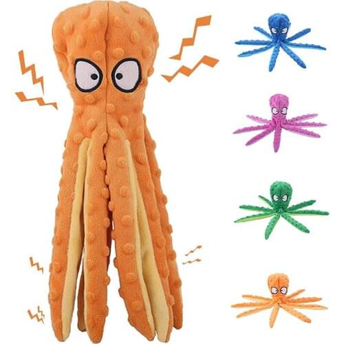 Dog Squeaky Toys Octopus No Stuffing Crinkle Plush Dog Toys for Puppy Teething Durable Interactive Dog Chew Toys Reduce Boredom