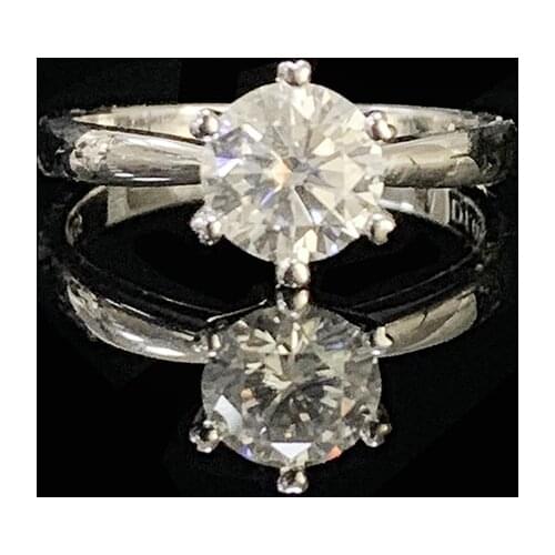 9K White Gold Moissanite Ring Engagement Anniversary Ring excellent cut DF Color classic style Ring VVS1