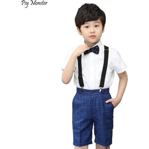 4pcs Formal Children Wedding Dress Set Flower Boy Piano Performance Chorus Cotton Bib Clothing Set Boy Host Catwalk Show Costume