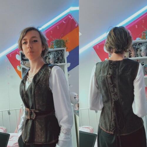 Medieval Cosplay Costumes Vintage Court Corset Women Pu Leather Knight Noble Body Armor Renaissance Sexy Ladies Shapewear New