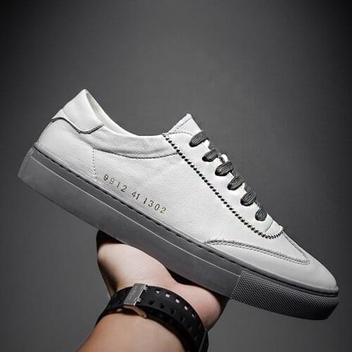 New Men Shoes Genuine Leather Casual Shoes Lace Up Mens Sneakers White Walking Footwear Fashion Male Comfortable Handmade Flats