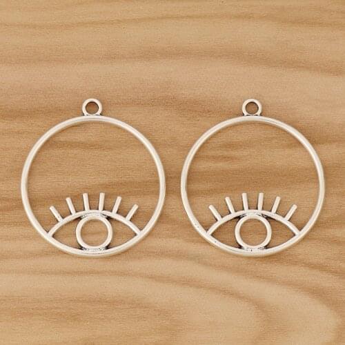 20 Pieces Egyptian Eye Of Horus Round Charms Silver Color Charms Pendants for DIY Earrings Necklace Jewellery Making 34x30mm