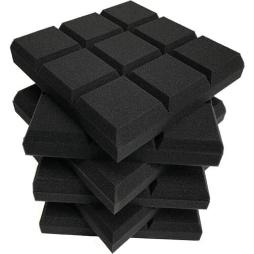 HOT 6 Pack 30X30X5cm Acoustic Foam Panels, Beveled 9 Block Tiles, Sound Panels Wedges Soundproof Sound Insulation Absorbing