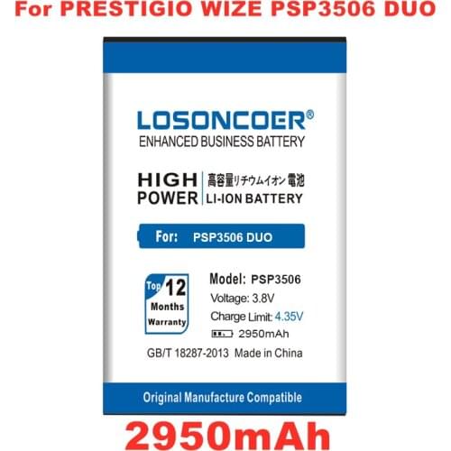 LOSONCOER 2950mAh PSP3506 Batteries For Prestigio Wize M3 PSP3506 PSP 3506 DUO PSP3506DUO PSP3517 PSP 3517 Mobile Phone Battery