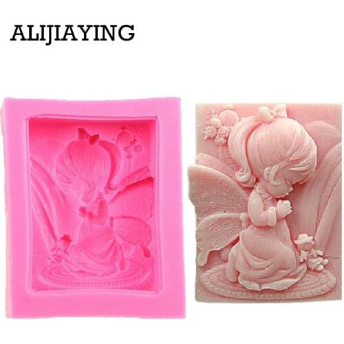 M0445 1Pcs 3d Angel Angel Girl Model Silicone Mold Candle Making And Soap Shape Kitchen Pastry Cake Decorating Tools Chocolate