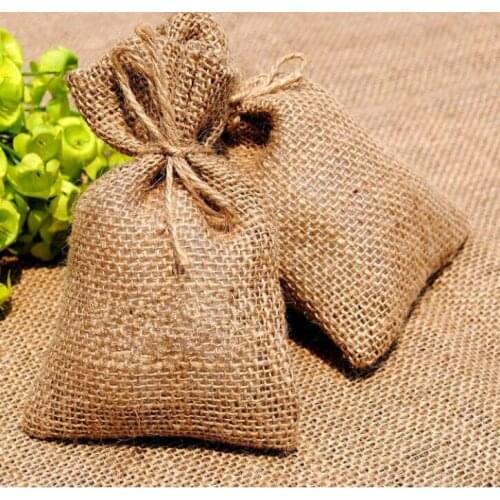 4" x 6" Burlap Bags with Natural Jute Tie- 50 Pack Burlap Pouch Sack Favor Bag for Showers Weddings Parties Reception