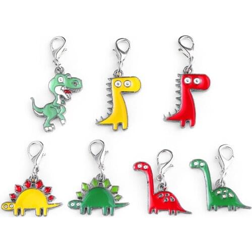 Cute Little Dinosaur Keychain Creative Abstract Metal Toy Bag Car Key Pendant Accessories Couples Charm Jewelry Keyring Gift