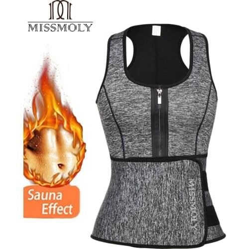 Miss Moly Neoprene Sweat Waist Trainer Body Shaper Modeling Belt Tummy Slimming Sheath Reducing Corset Woman Zipper Shapewear