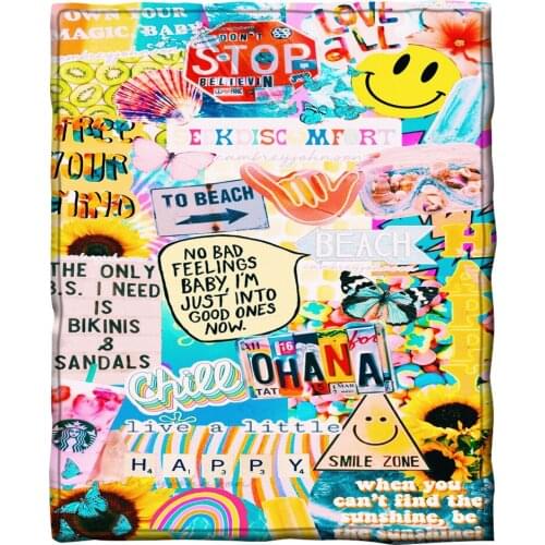 Fashion Graffiti Flannel Comfortable Warmth Thickened Temperature Rise Antistatic Blanket Travel Portable Blanket Anti Pilling