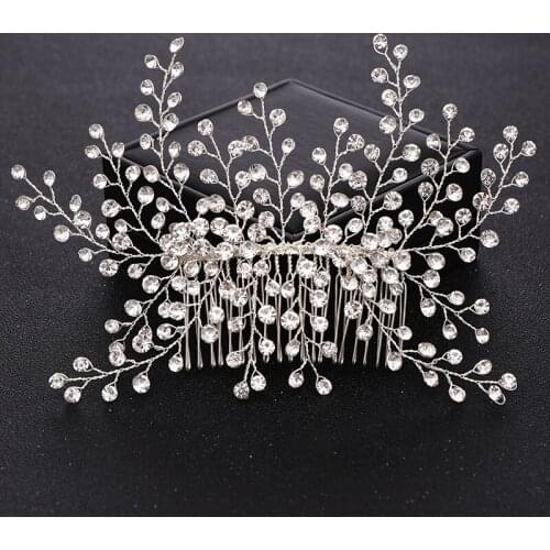 Fashion Handmade Crystal Rhinestone Wedding Hair Combs Hair Accessories for Bridal Headpiece tiara Women Hair ornaments Jewelry