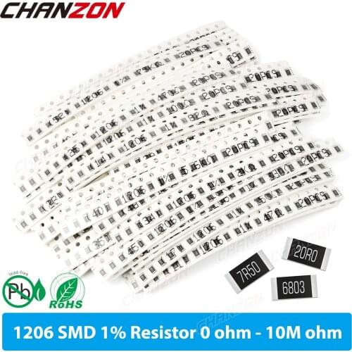 100Pcs/lot 1206 1% High Precision SMD Resistor 0 1 10 100 220 330 1K 2.2K 27K 33K 82K 150K Ohm 3K3 5K6 6K8 4R7 1/4W Resistance