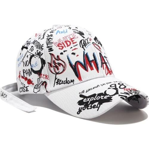 NIANKA002 New Women Girl Hip-hop Print Baseball Caps Mens Sport Casual Snapback Hats Gorros Graffiti With Tail