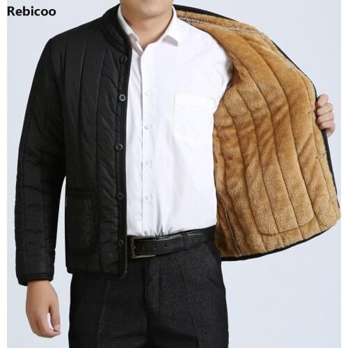 Autumn and winter cotton clothes Middle-aged thickened plus velvet small coat Cotton suit daddy jacket 3XL