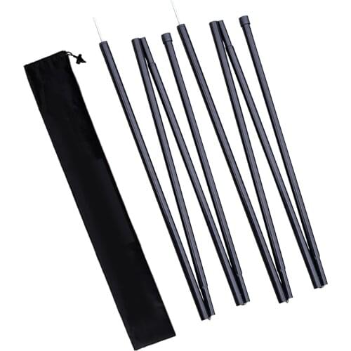 2 Pack Solid Tarp Poles 190cm Awning Tent Rod 4 Section Portable Sticks