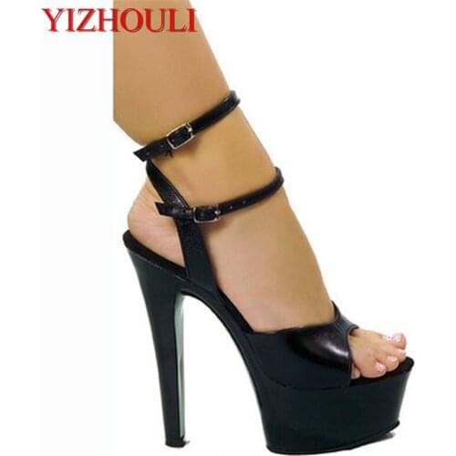 Europe and the former single star love shows sexy 15 cm thick waterproof Taiwan super high heels shoes on fish mouth shoes