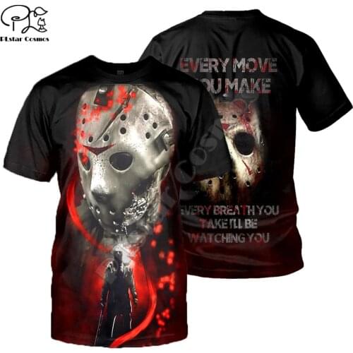 PLstar Cosmos Halloween Movie Michael Myers Horror Terror 3DPrint Funny tees Men/Women Summer Casual Short Sleeve T-shirts A-3