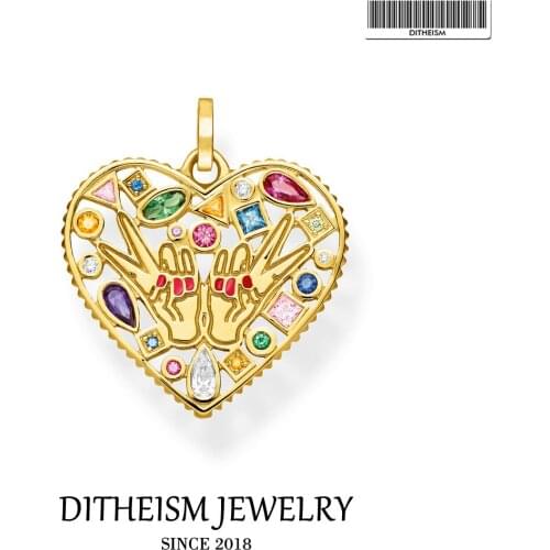 Love & Peace Heart Charm Pendant, 2020 Spring New Fashion Jewelry 925 Sterling Silver Bohemia Gift For Women Girls Fit Necklace